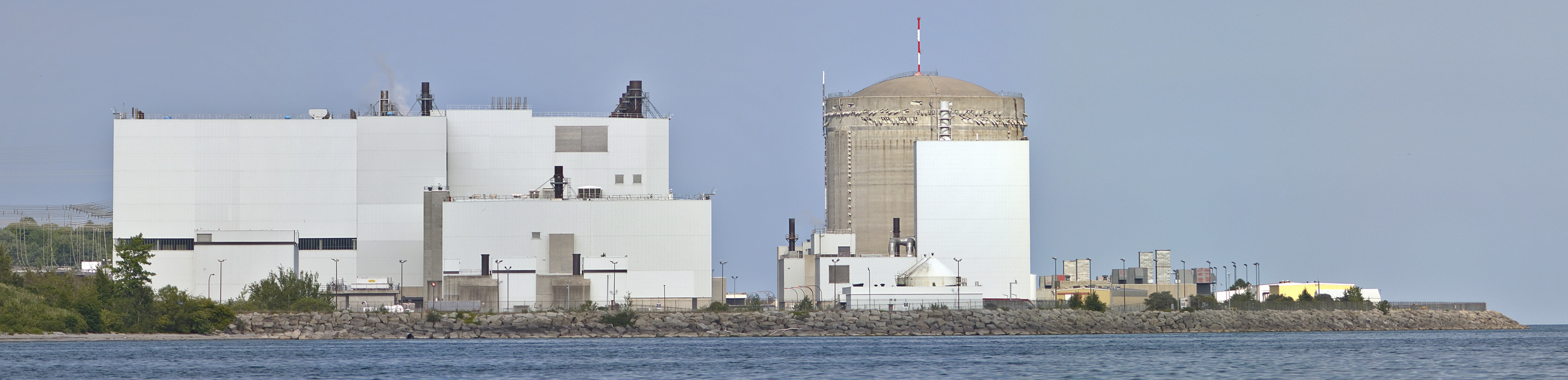 Darlington Nuclear Generating Station in Clarington, Ontario, viewed from across Lake Ontario