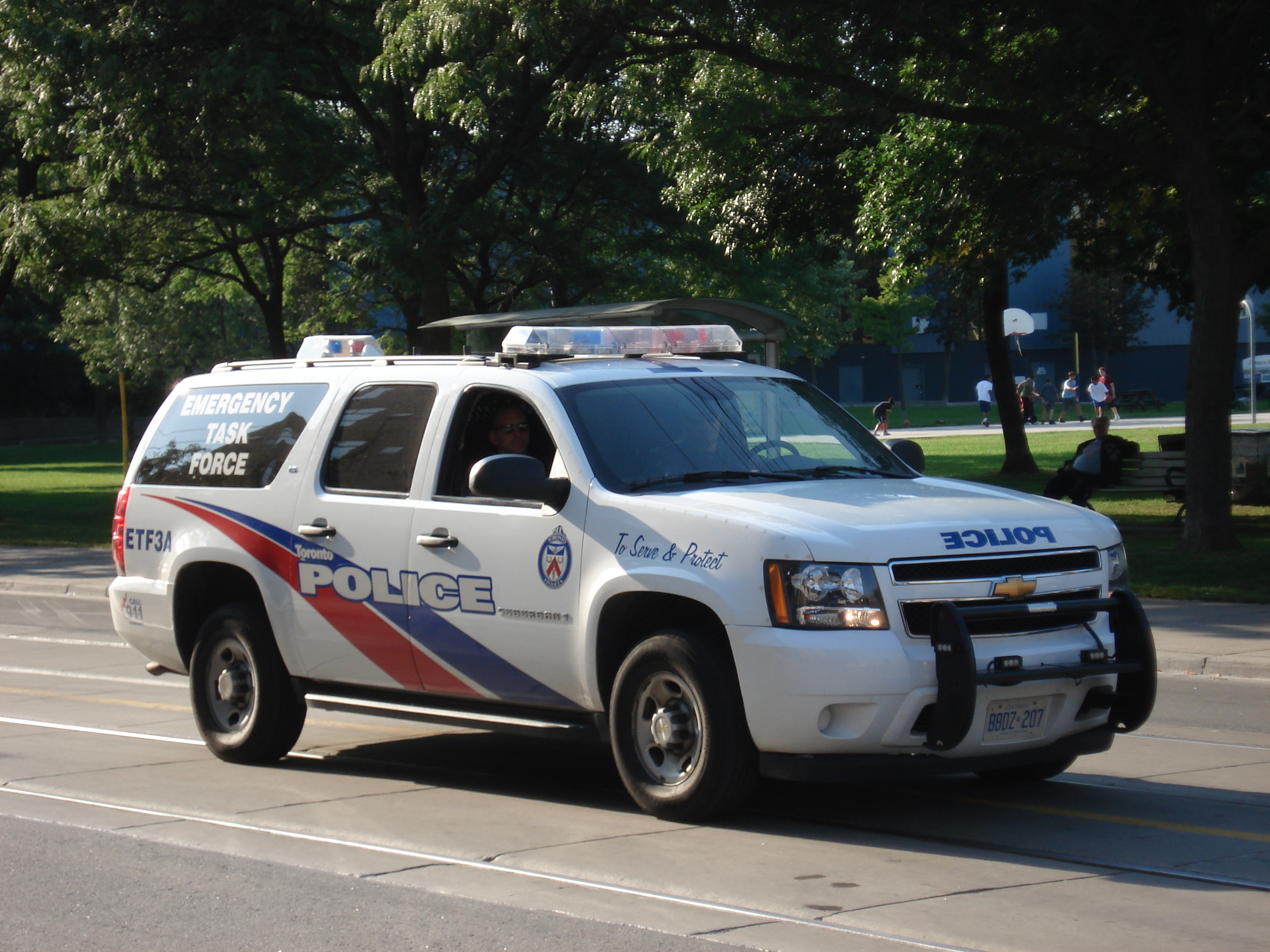A Toronto Police Service Emergency Task Force vehicle on a Toronto street.